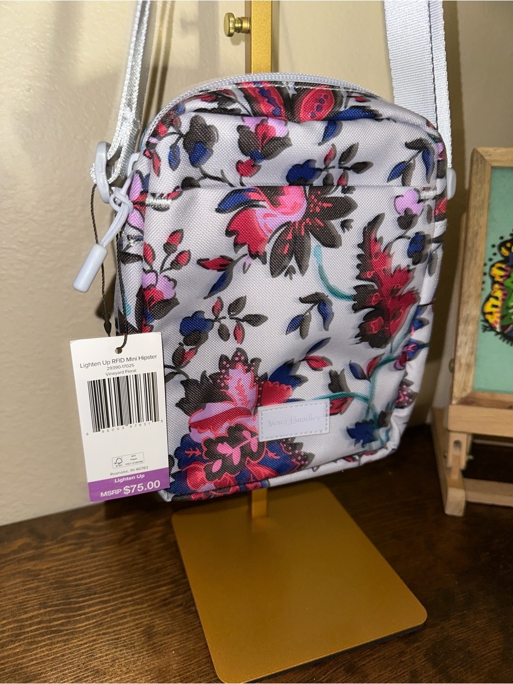 Vera Bradley Vineyard Floral Mini + Bag charm - Picture 4 of 7